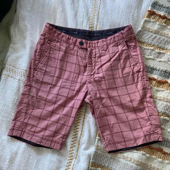 Ted Baker Pink Plaid Shorts - Picture 2 of 9